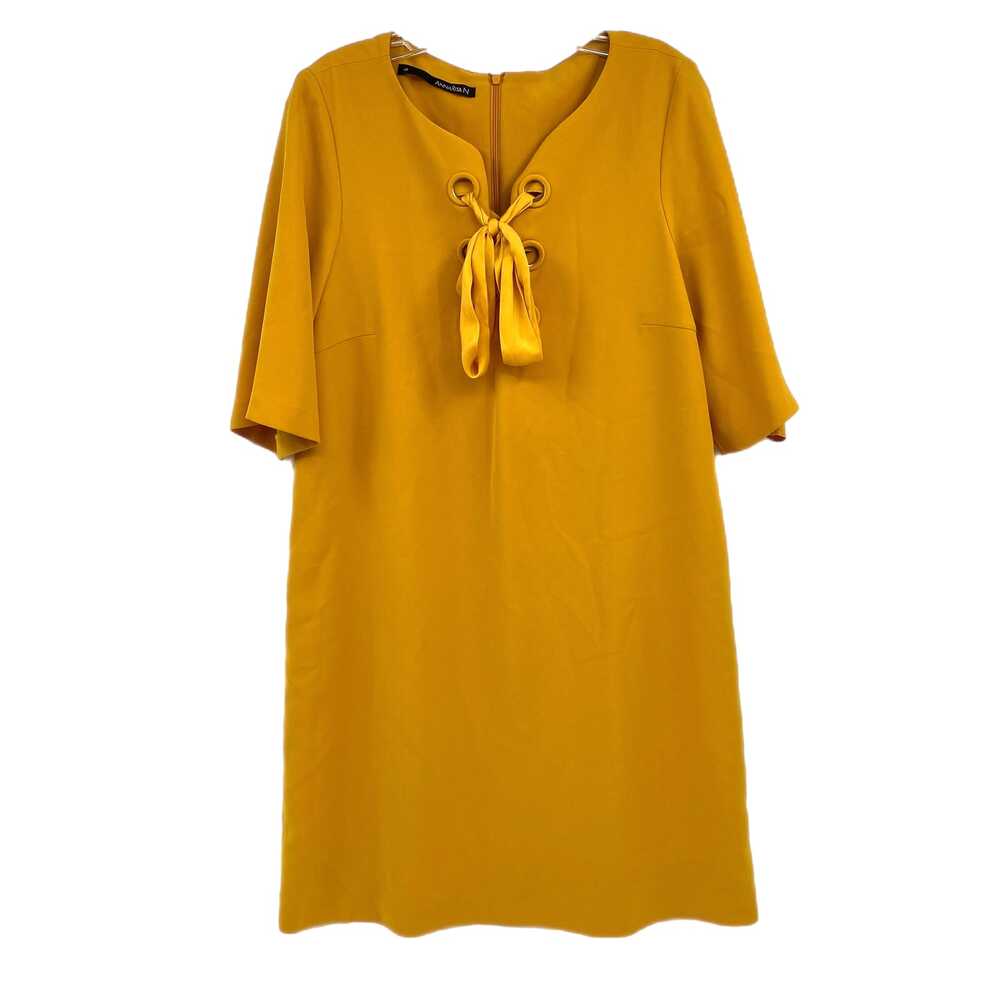 AnnaRita N Yellow Lace Up Front Mini Dress | Size 16 Plus